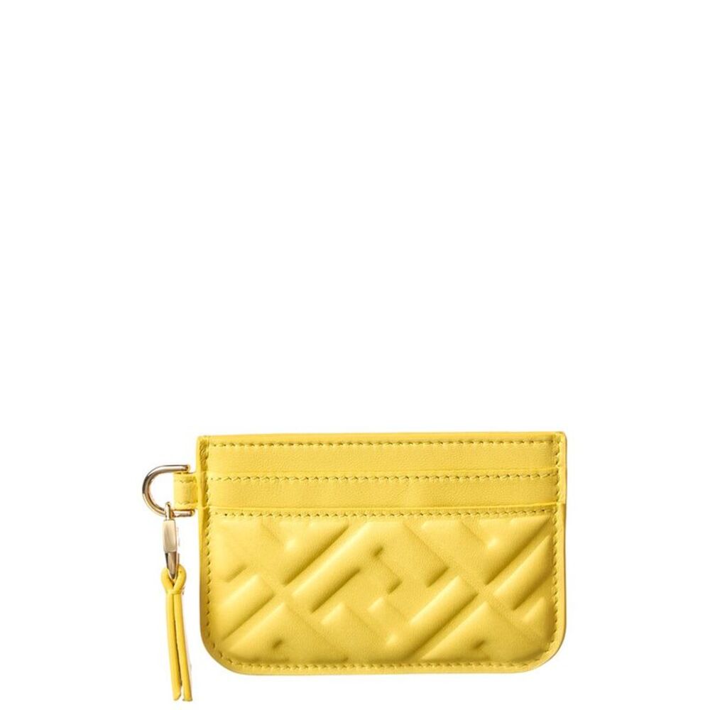 Fendi Baguette Leather Card Case, Yellow